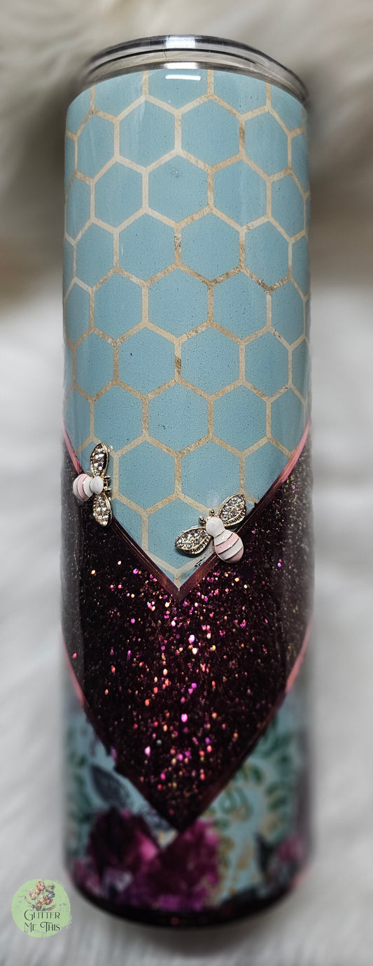 Blue floral and bees